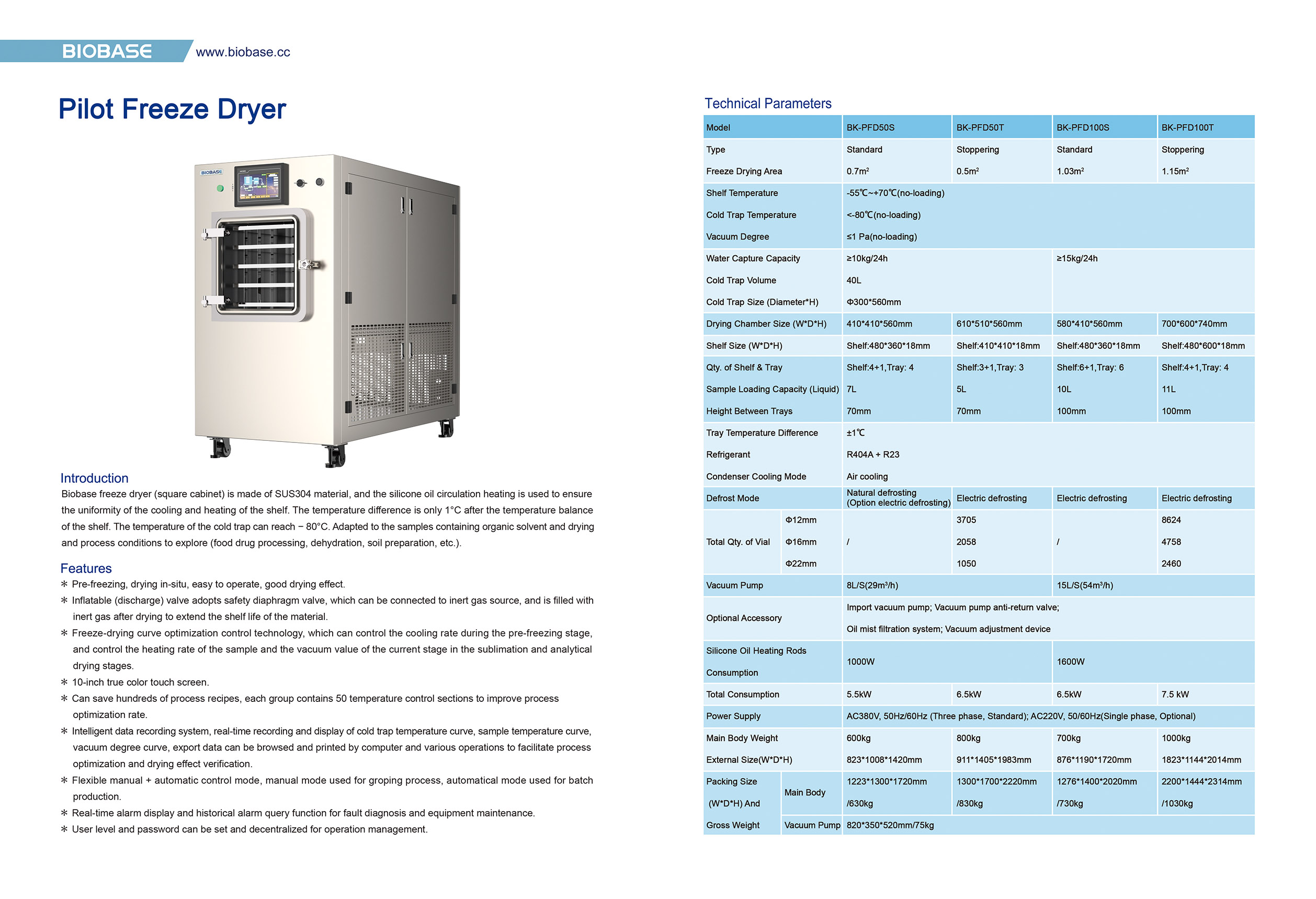 02 Пилотная сублимационная сушилка BK-PFD50S BK-PFD50T BK-PFD100S BK-PFD100T