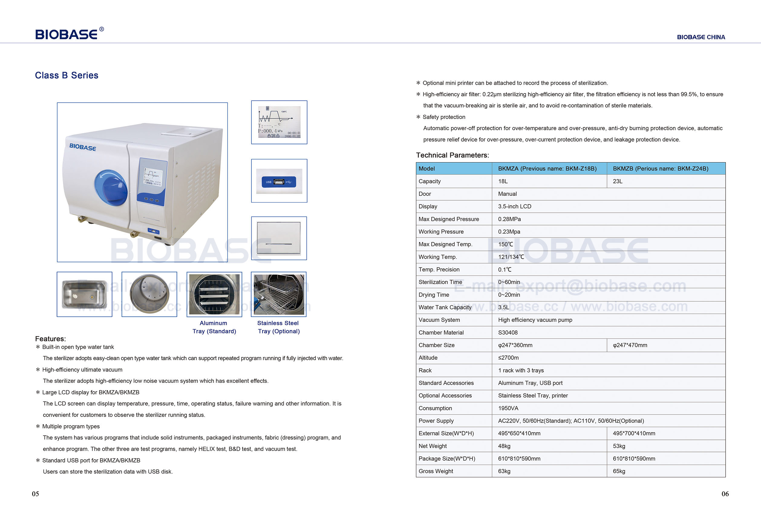 5-6 Table Top Autoclave Class B Series