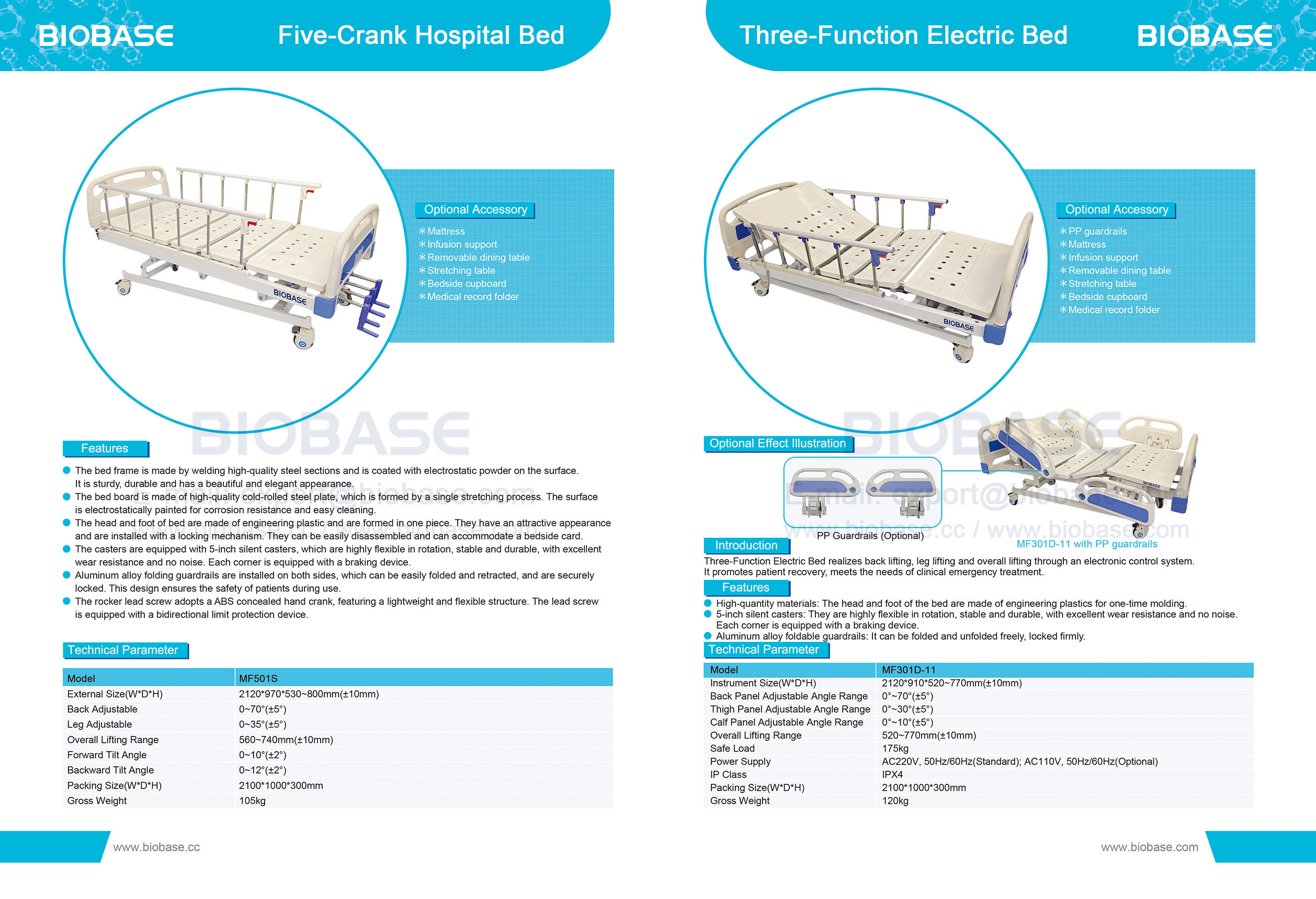 14 Больничная койка с пятью рукоятками MF501S и трехфункциональная электрическая кровать MF301D-11
