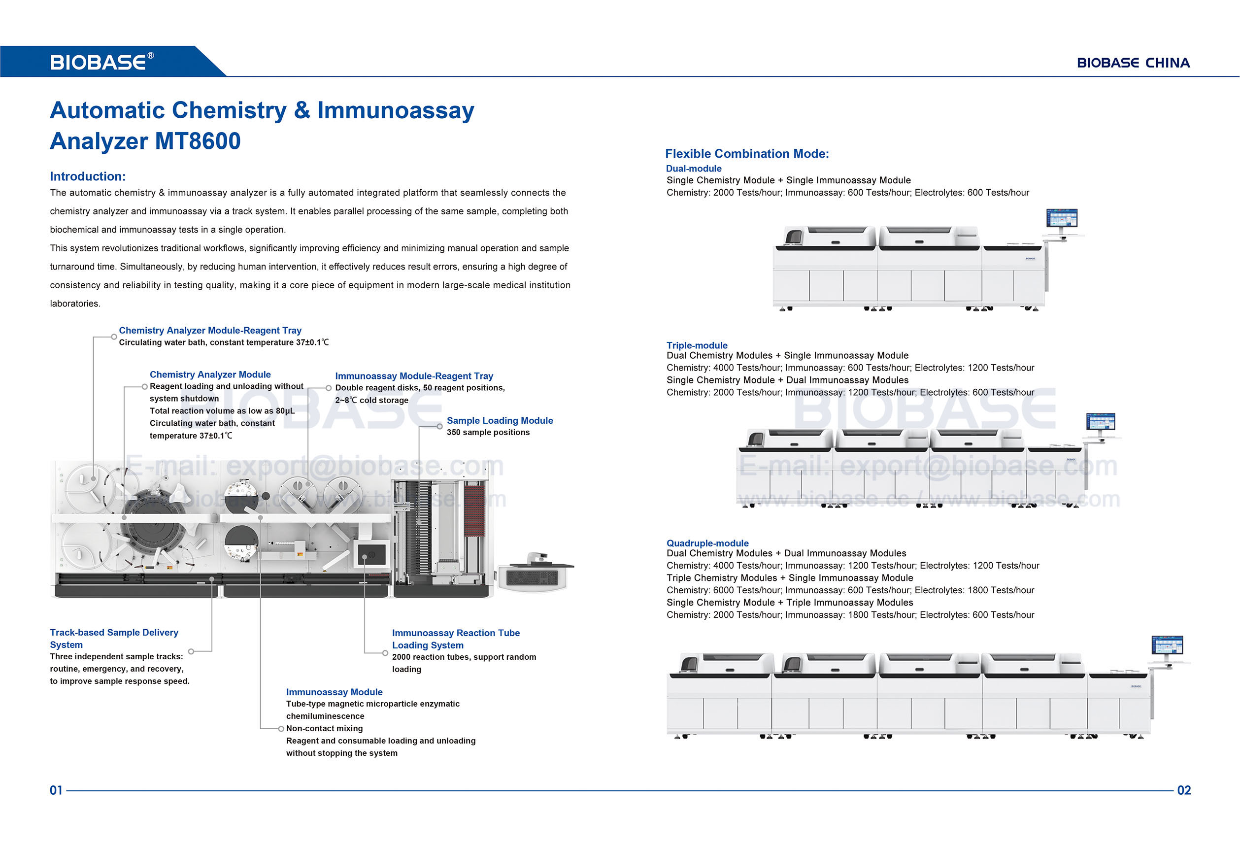 01-02 Автоматический биохимический и иммуноанализатор MT8600 
