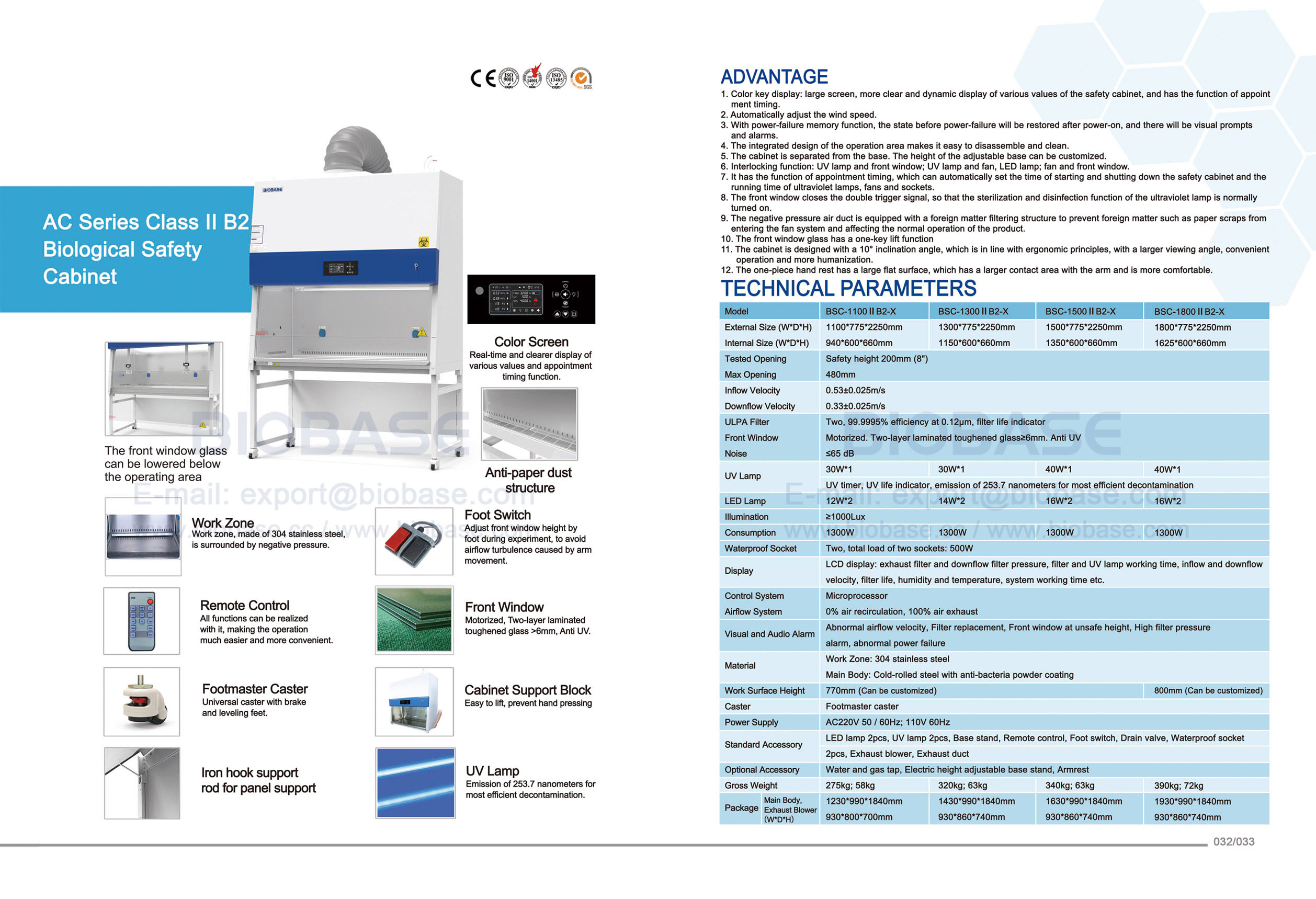 32-33 Серия AC серии класса II B2 Биологическая безопасность шкаф BSC-1100 II B2-X & BSC-1300 II B2-X & BSC-1500 II B2-X & BSC-1800 II B2-X