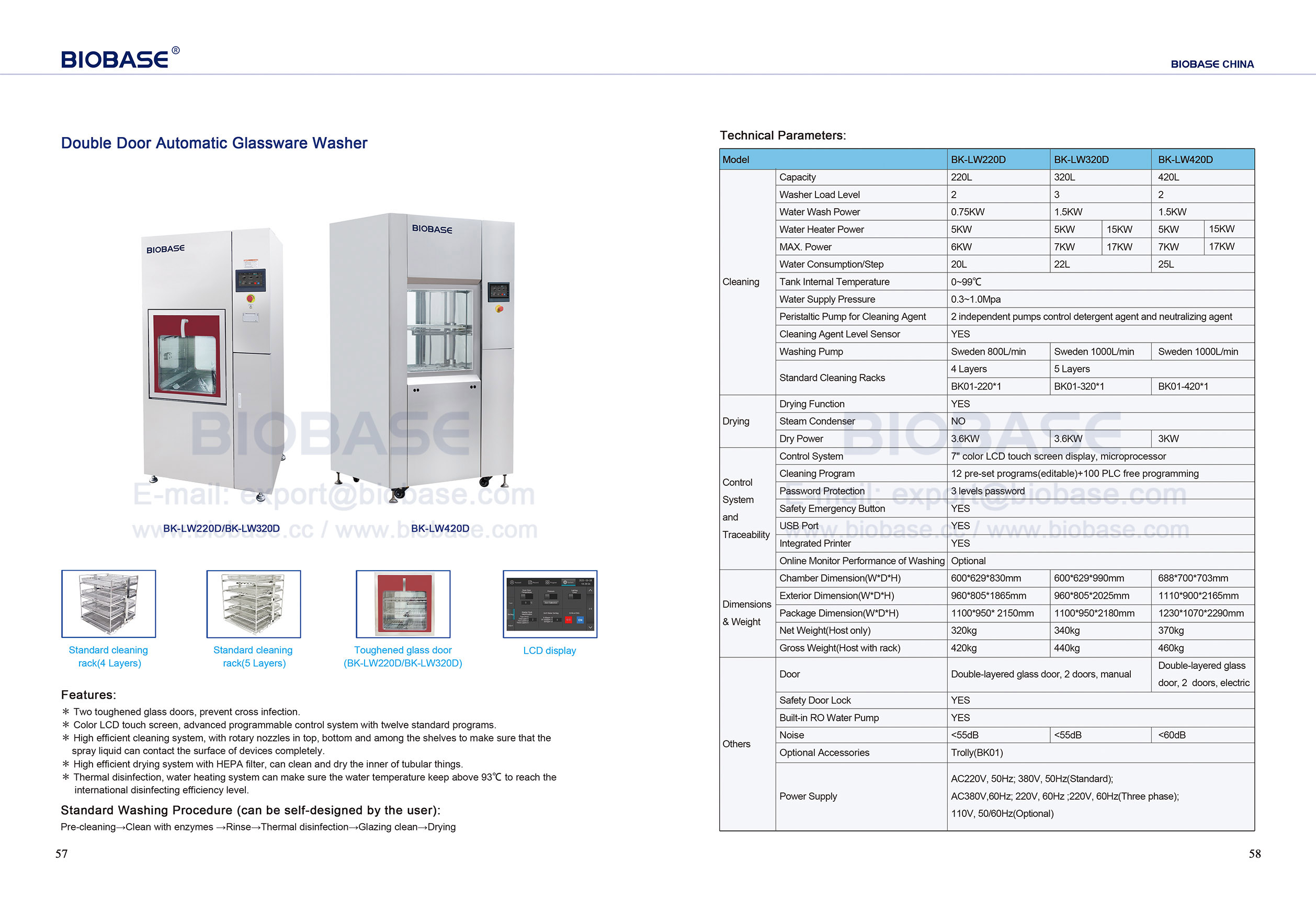 57-58 Двойная дверная автоматическая стеклянная стиральная машина
