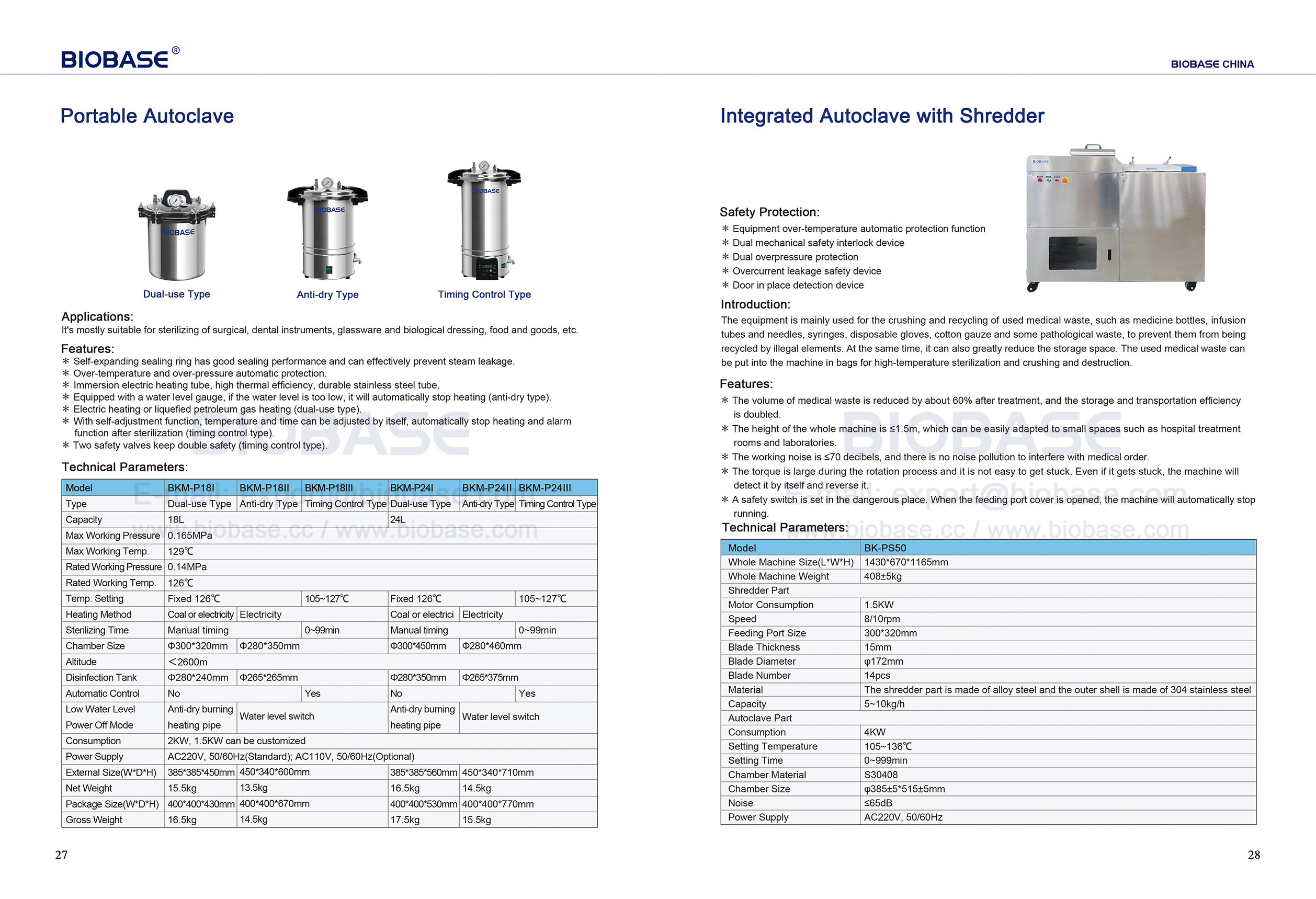27-28 Портативный автоклав и встроенный автоклав с измельчителем