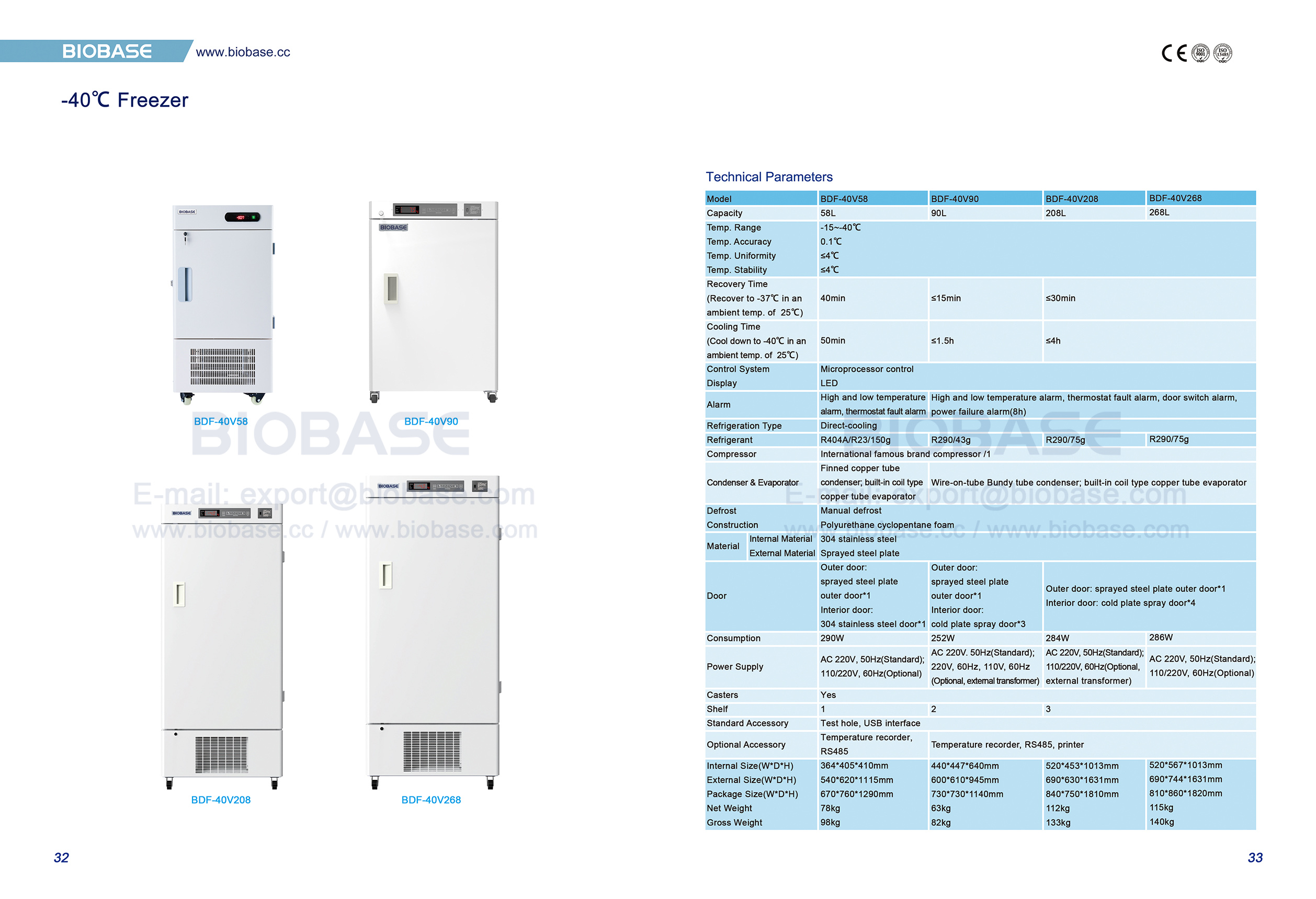 32-33 -40 ℃ морозильник
